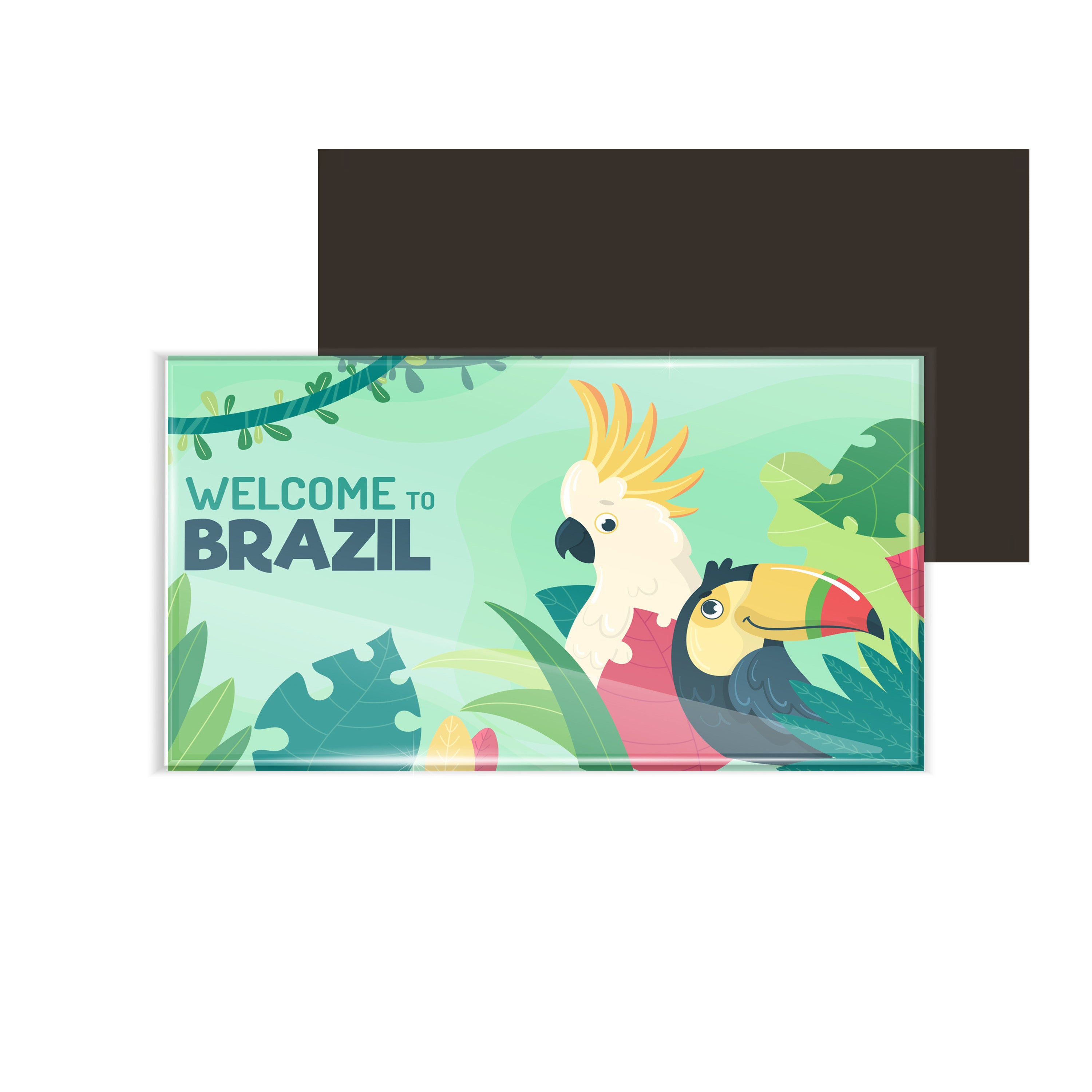 dhcrafts Fridge Magnet Rectangle Acrylic Glass (8.6 x 5.4 cm) Multicolor Travel Brazil Design Pack of 1